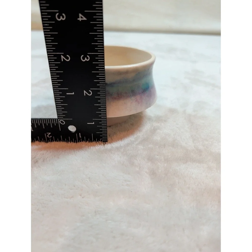 Vintage Studio Pottery‎ Tea Bowl Glazed Ceramic Small Planter Purple Blue Cream